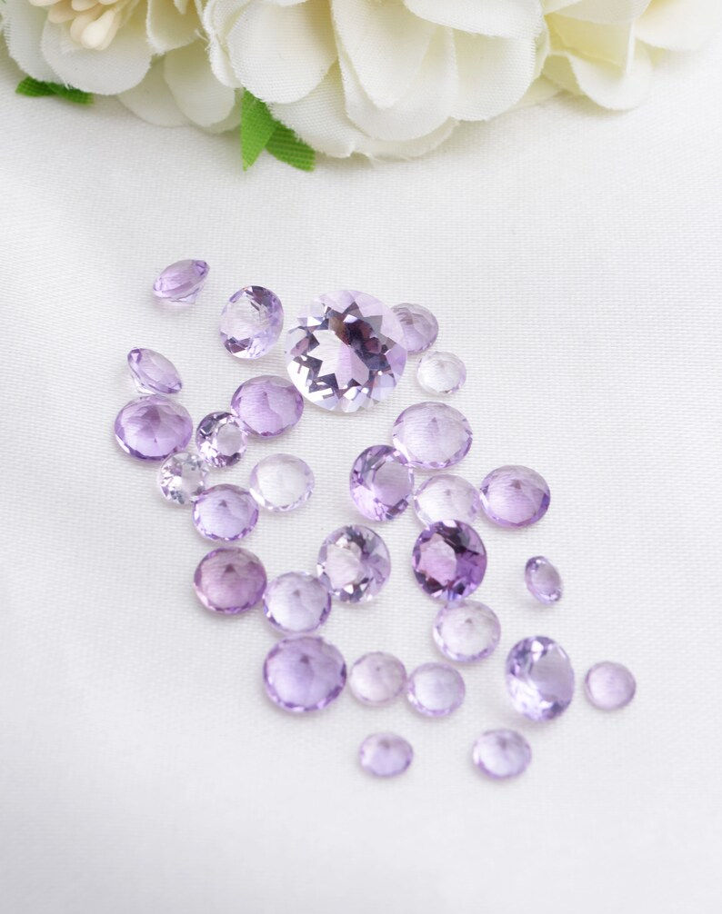 縮圖：Pink Amethyst Faceted Fancy Round Loose 4mm to 11mm Gemstone