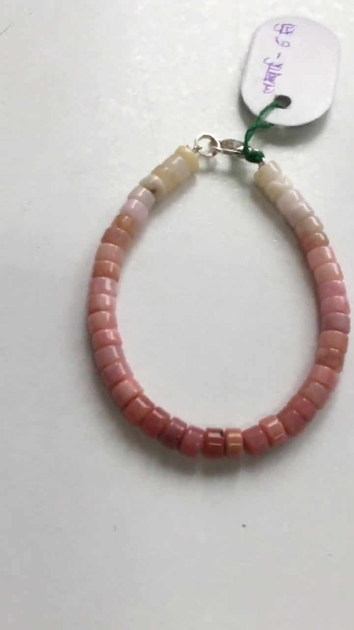 الصورة المصغرة: Pink Opal Smooth Fancy Beads Gemstone Necklace