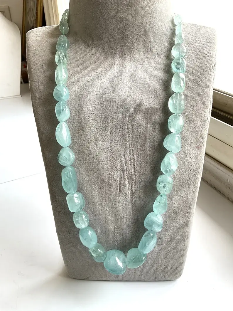 Thumbnail: Aquamarine Plain Tumbled 1050.10 Carats 11x16 To 17x23 Aquamarine Tumbles