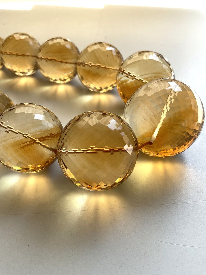الصورة المصغرة: Citrine Faceted Plain Balls Beads Necklace
