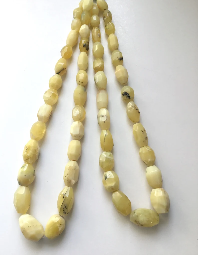 Miniature : Yellow Opal Faceted Tumbles Beads Natural Gemstone