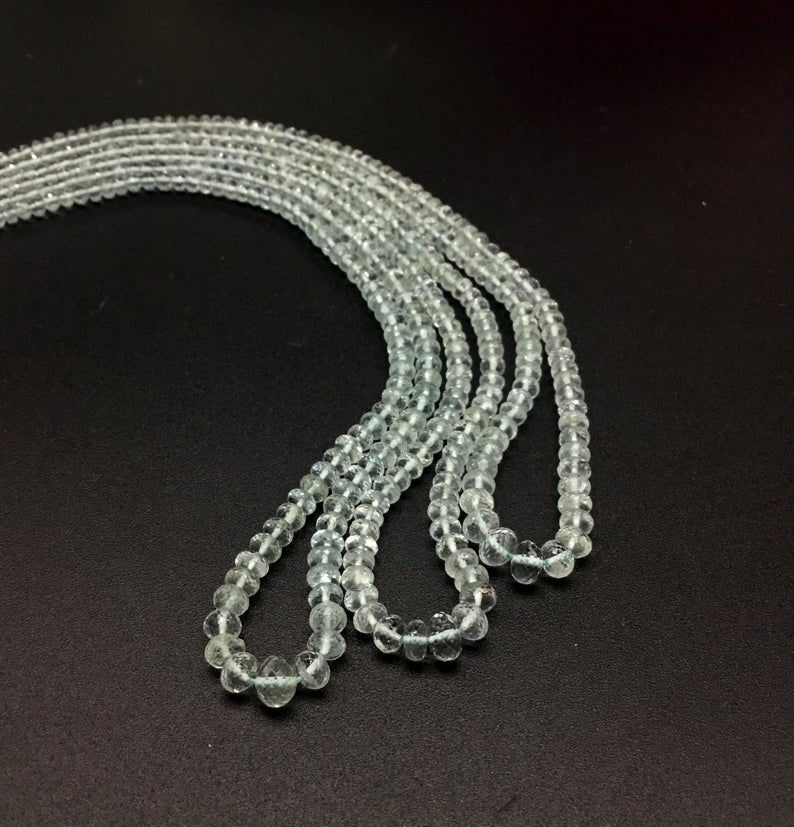 섬네일: Aquamarine Beads Faceted natural Gemstone Necklace Beaded Necklace Top Color
