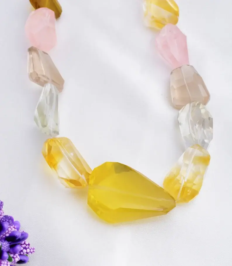 Miniatura: Mixed Gemstone Faceted Tumble Necklace l Natural 739.00 Carats Mixed Gems Beads