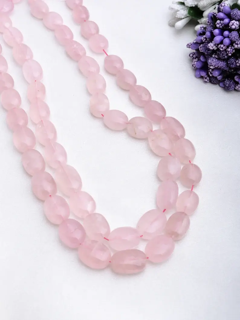 Rose Quartz Smooth Ovals 1 Strand Natural Gemstone For Jewelry