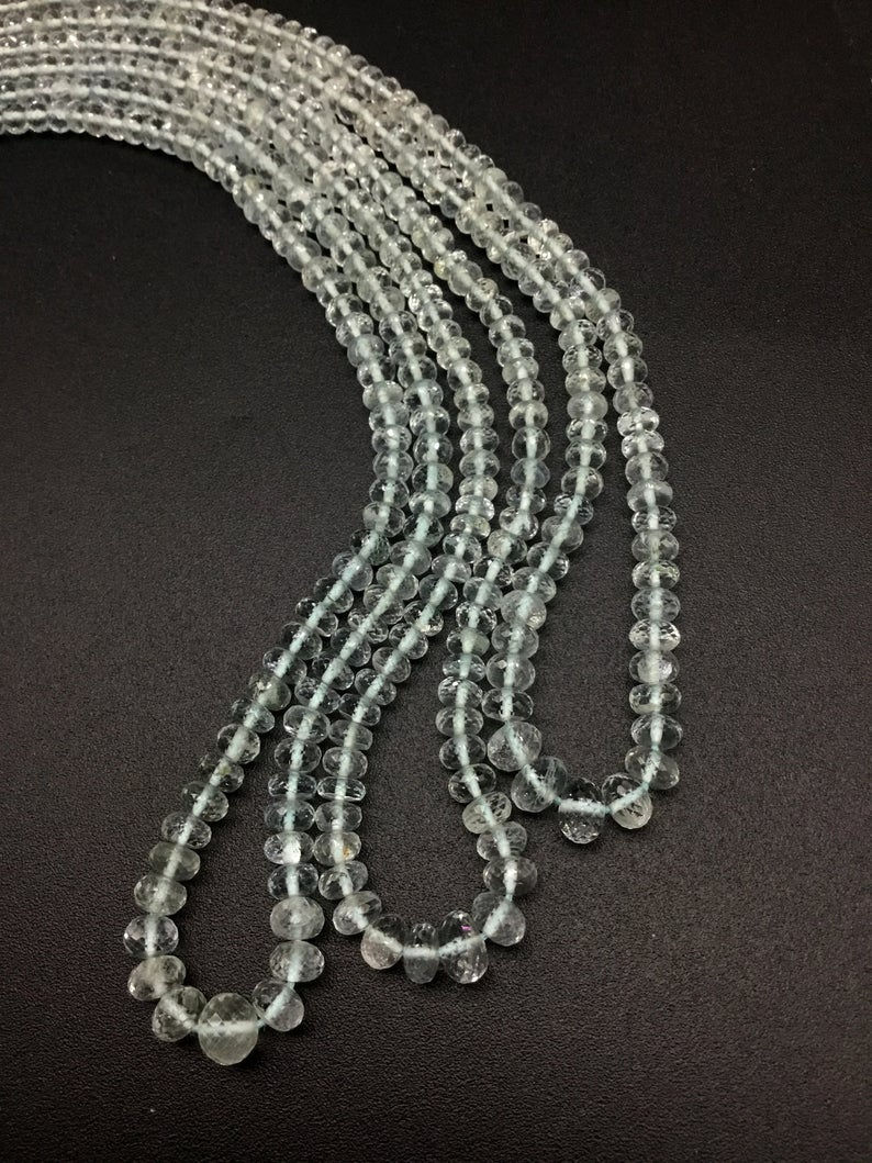 Miniatura: Aquamarine Beads Faceted natural Gemstone Necklace Beaded Necklace Top Color