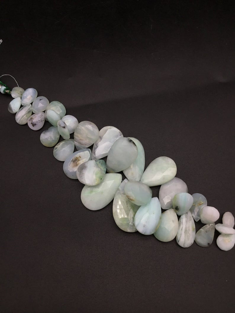 Миниатюра: Peruvian Opal 8 Inches Faceted Almond Shape 1 Strand Natural Gemstone Beads