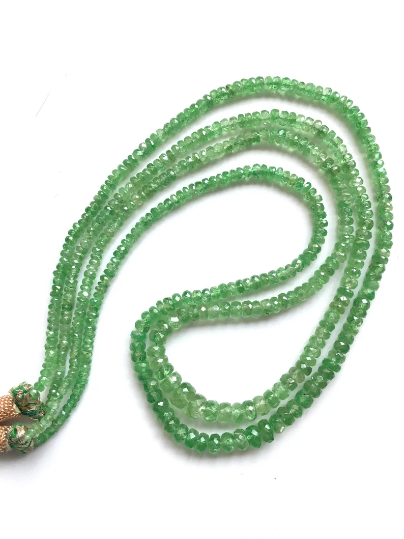 サムネイル： Tsavorite Faceted Beads 2 Strands Natural Gemstone