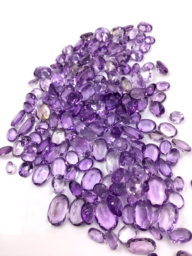 Miniature : Pink Amethyst Faceted Fancy Oval Loose Gemstone Natural
