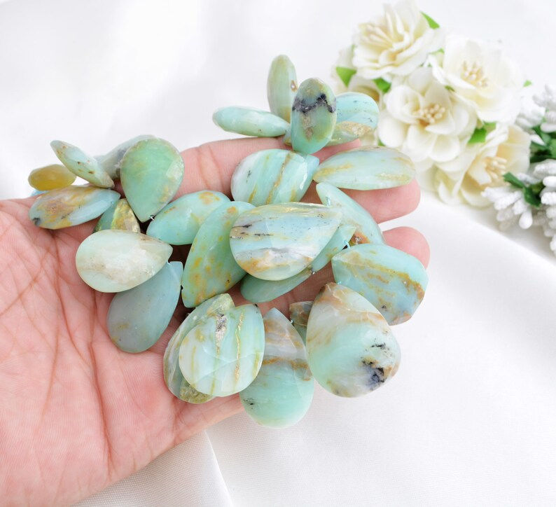 Thumbnail: Peruvian Opal Faceted Almond 1 Strand Natural Gemstones
