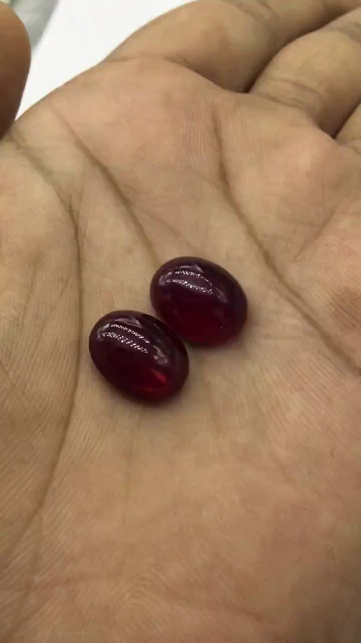 Miniatura: Ruby Cabochon Gemstone Pair, ruby earrings/ rings jewelry making, natural
