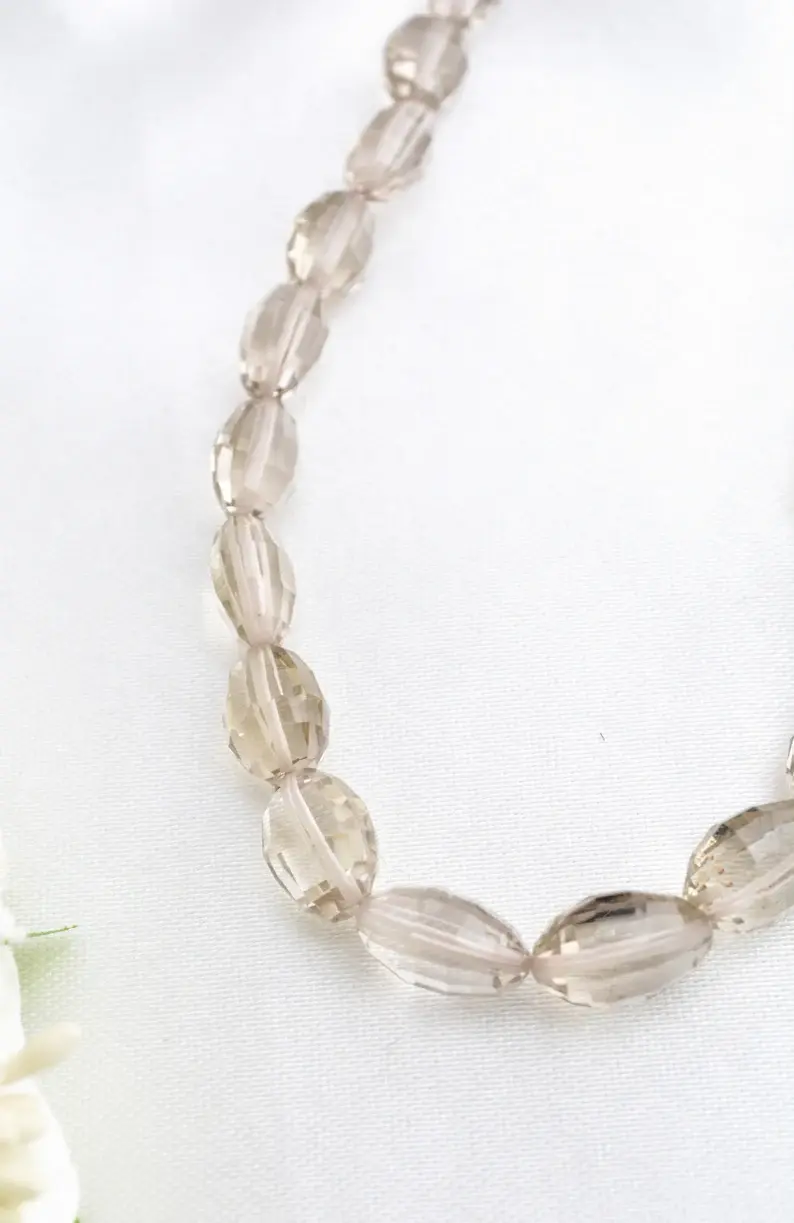 Thumbnail: Smoky Quartz Faceted Fancy Ovals Natural Gemstone Beads