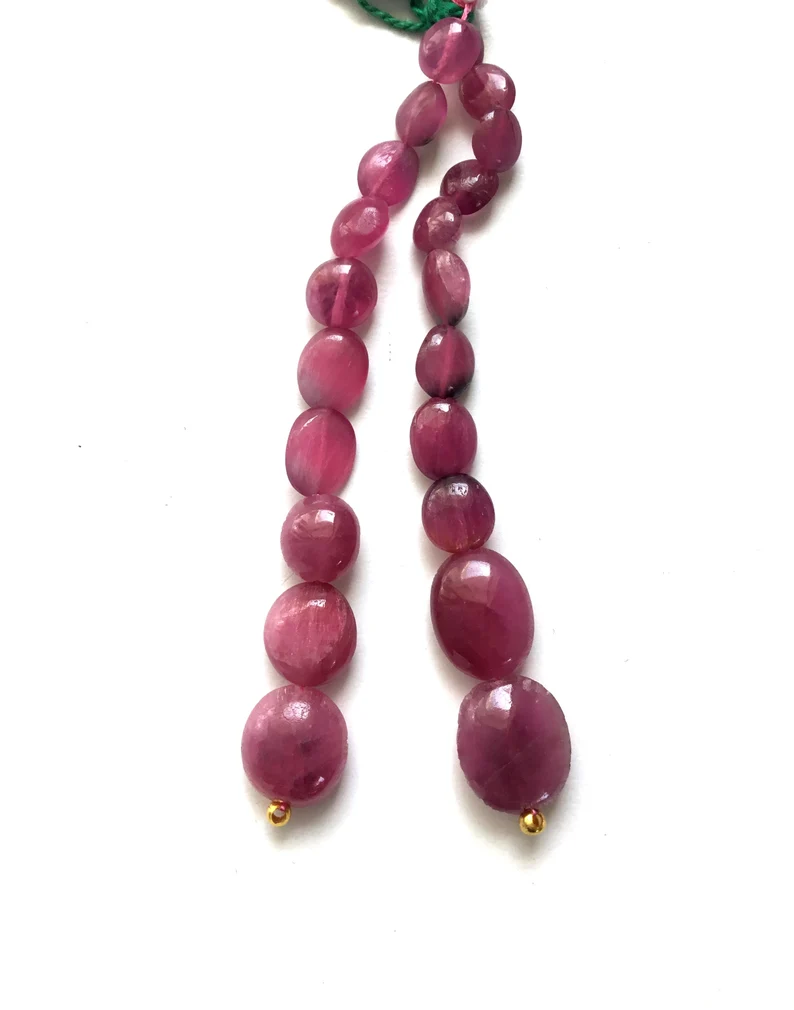 Miniatura: Pink Tourmaline Plain Tumbles Beads 2 Strands Natural Gemstone