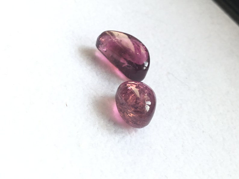 Miniatura: Rubellite Plain Tumble Pair Natural Gemstone