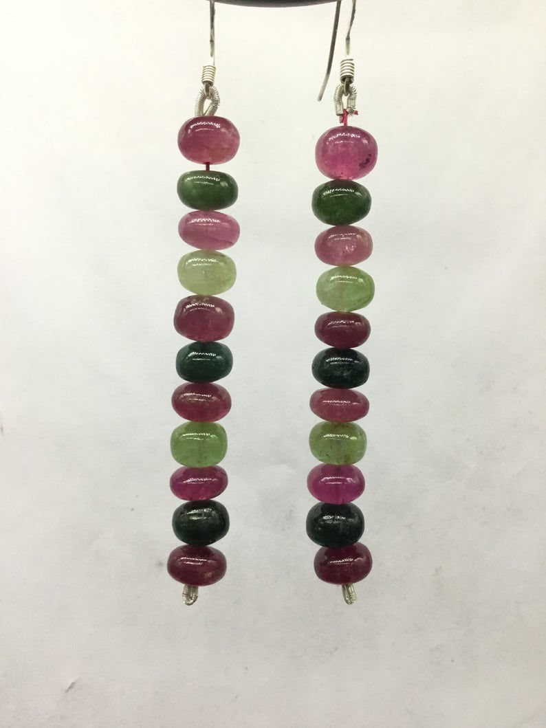 الصورة المصغرة: Multi Tourmaline Earrings Tassel Jewelry