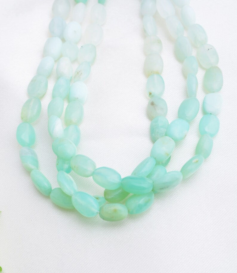 縮圖：Natural Blue Opal Smooth Shaded Tumbles Beads Gemstone