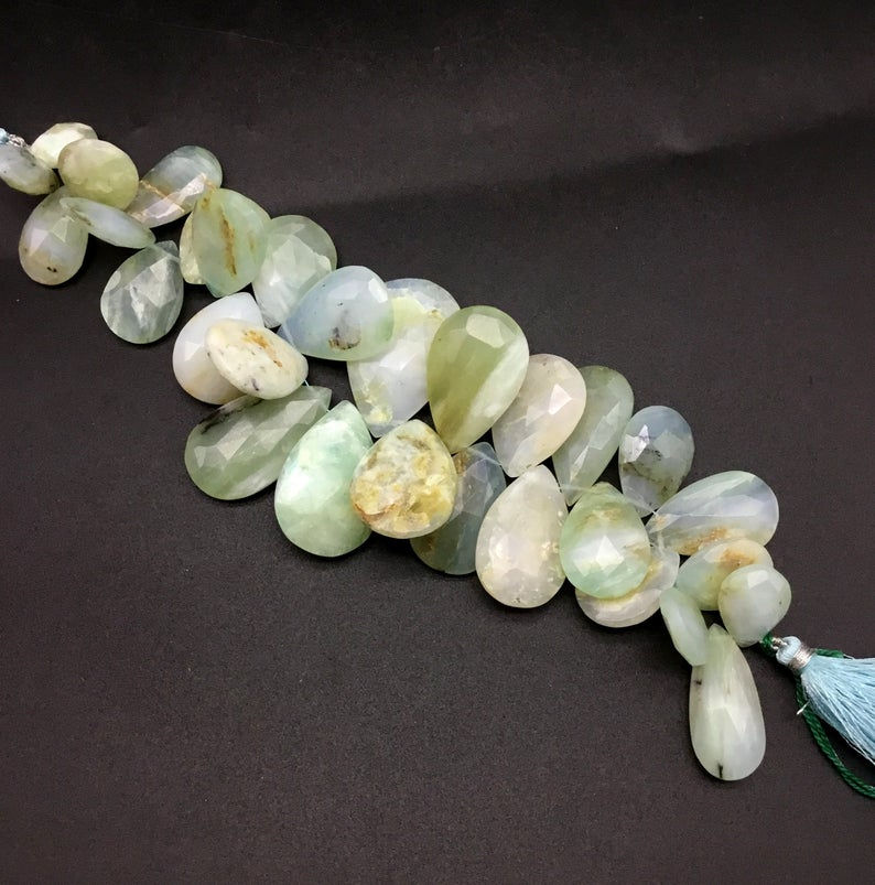 縮圖：Blue Opal Faceted Almond Shape 1 Strand Natural Gemstone Beads Necklace