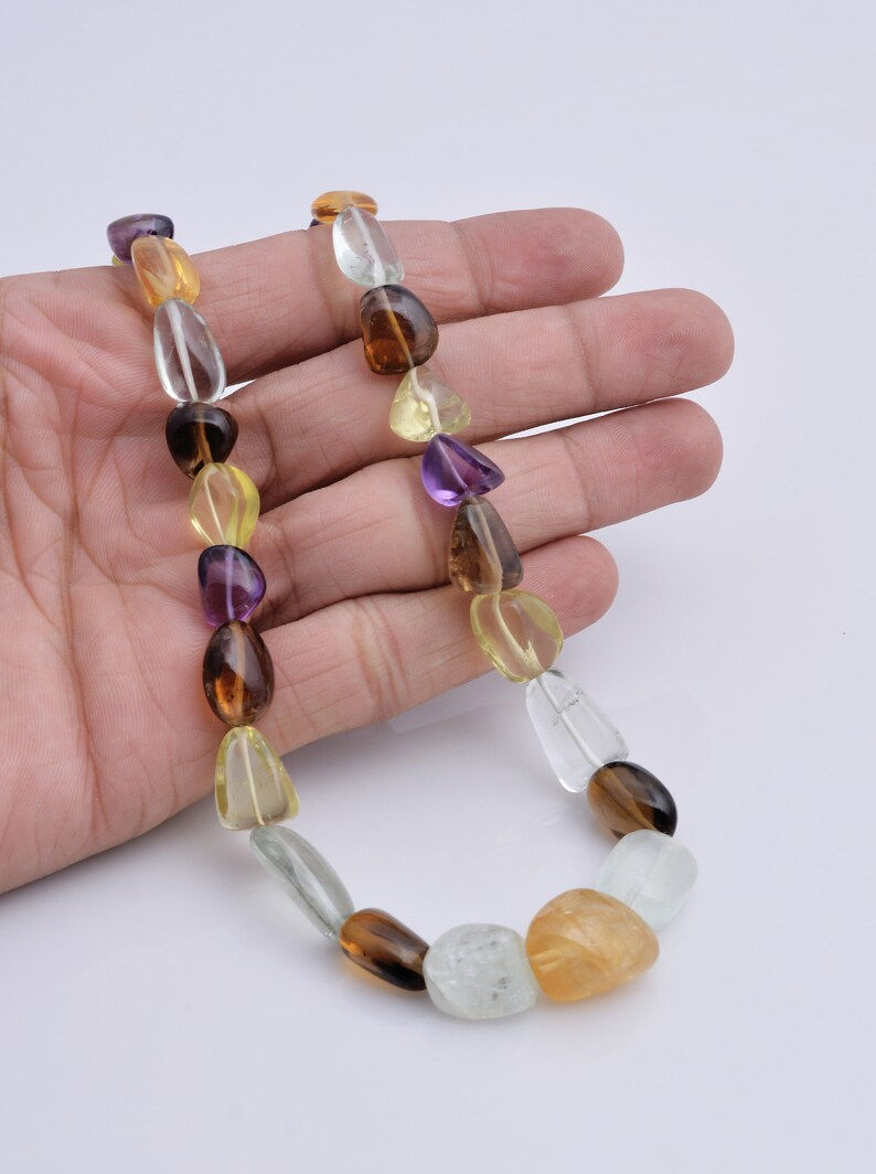 Thumbnail: Mixed Gems Smooth Tumbles Beads Gemstone Necklace