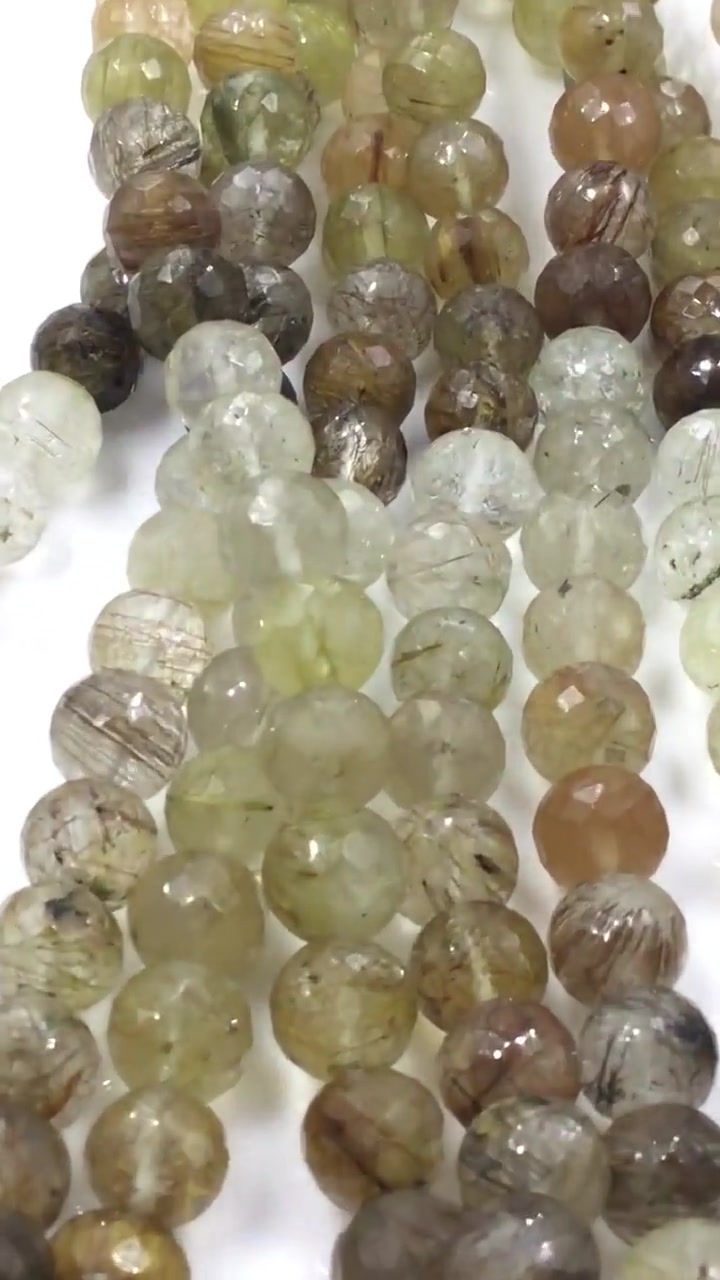 Miniaturbild: Natural Rutile Faceted Ball Beads Gemstone Necklace