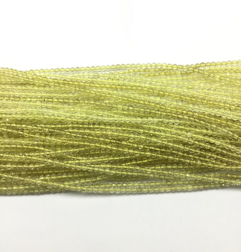 Miniature : Lemon Quartz 14 Inches Faceted Rondelle Balls Beads Gemstone