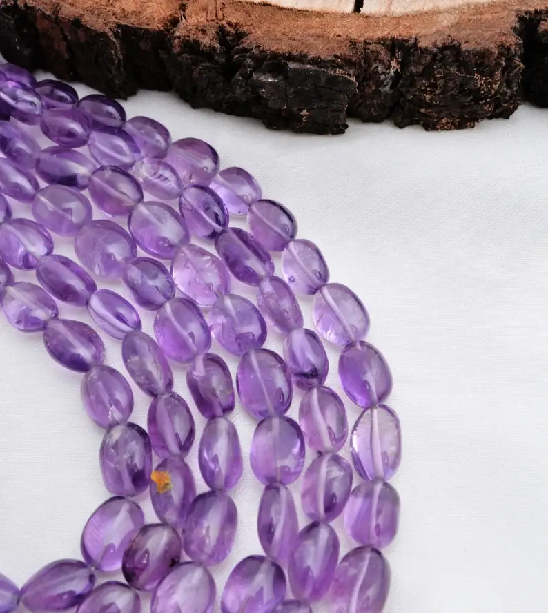 Miniatura: Amethyst Smooth Oval Beads I 5X9 TO 9X11 MM Natural Amethyst Smooth Beads