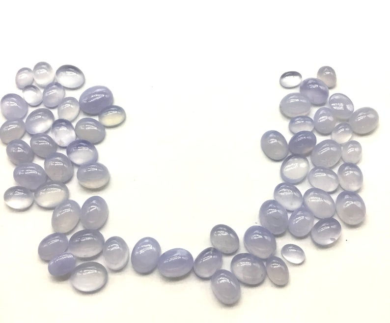Miniatura: Chalcedony Plain Cabochon Shape Natural Gemstone Jewellry Making Set 100 Pieces