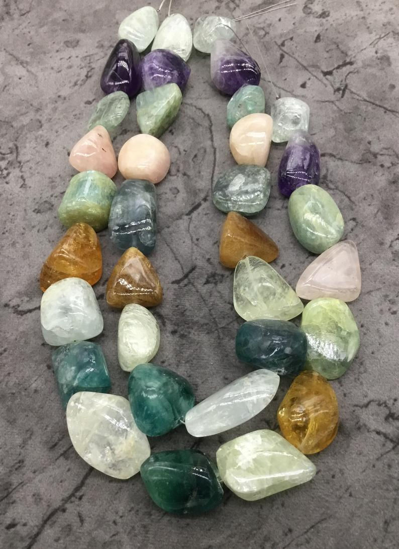 Miniatura: Semi Multi Quartz Big Size Tumbles Natural Gemstone Necklace