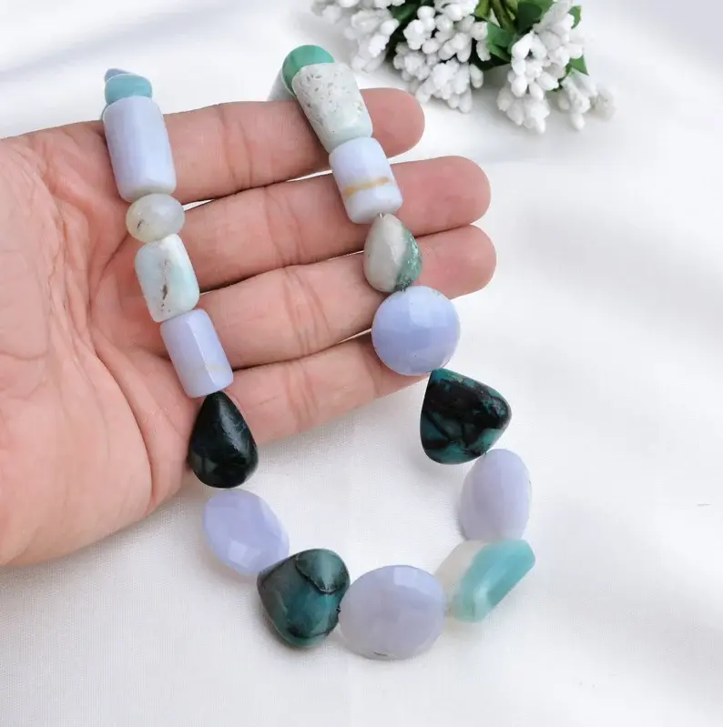 Thumbnail: Mixed Gems Plain Tumbles Necklace l 18 Inches Natural Mixed Gemstone Tumbles