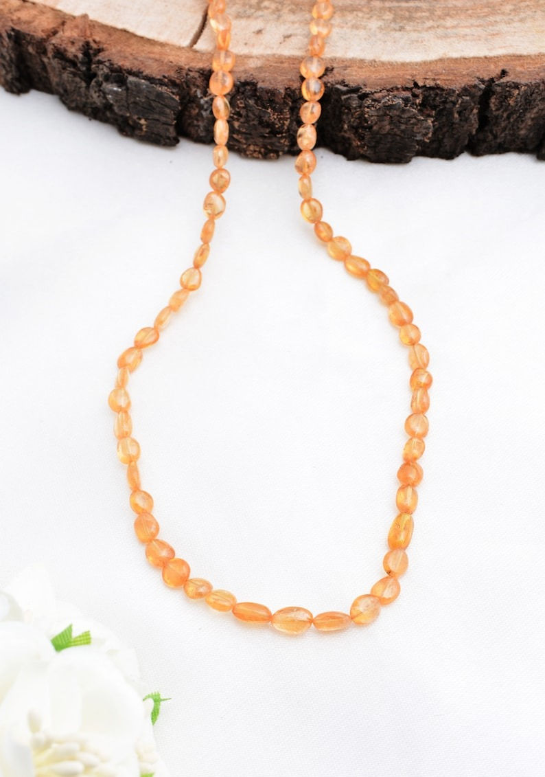 Miniatura: Spessartine Fanta Garnet Plain Tumble 18 Inches Gemstone For Jewelry