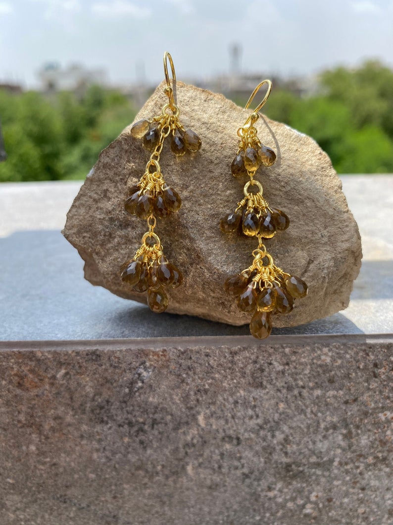 Miniaturbild: Silver Jewellery 925 Silver SMOKY QUARTZ DROPS Earring gemstone jewelry