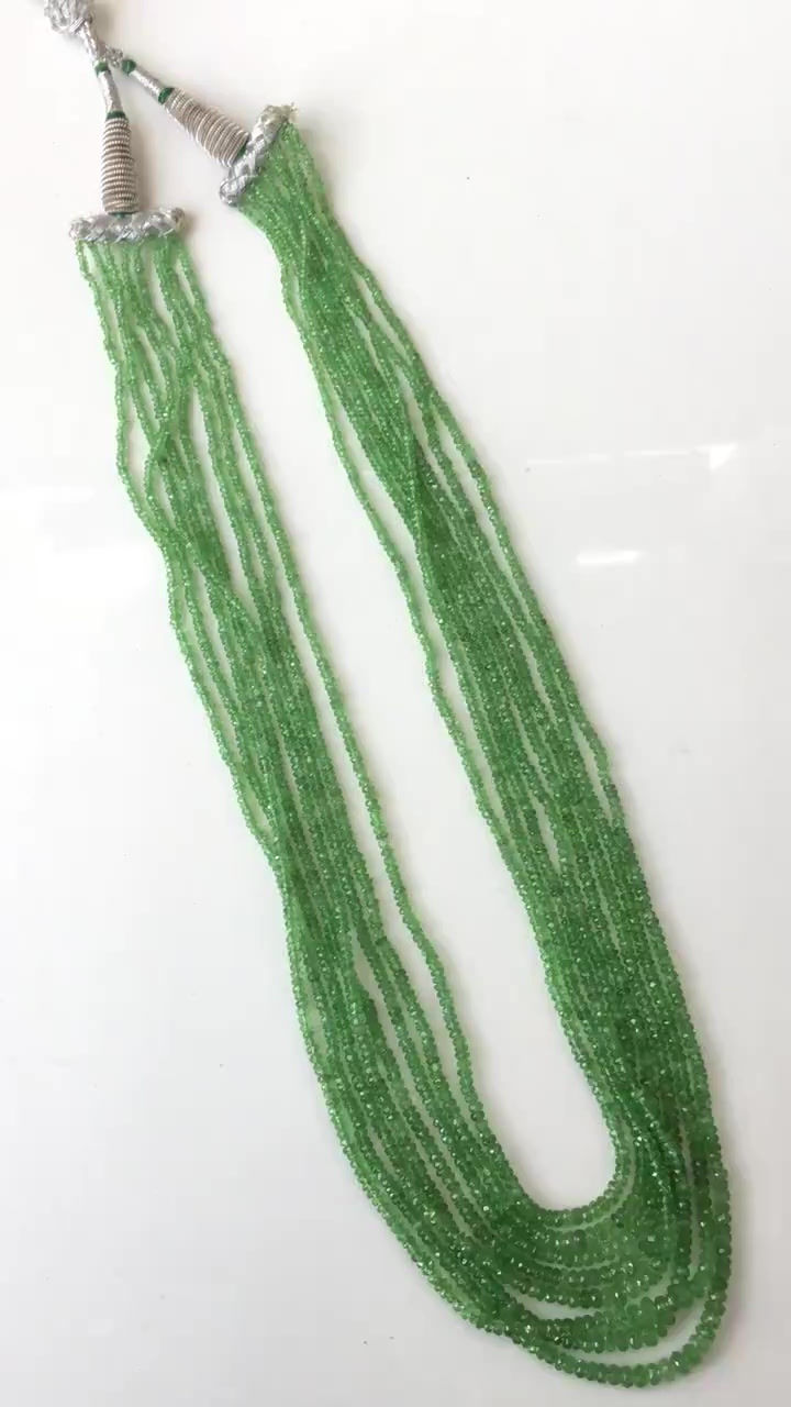 Miniature : Tsavorite Faceted Beads 8 Strands Gemstone Necklace