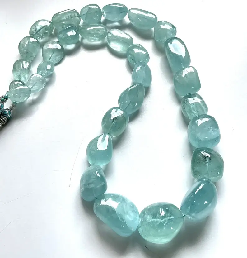 Thumbnail: Aquamarine Plain Tumbled 1050.10 Carats 11x16 To 17x23 Aquamarine Tumbles