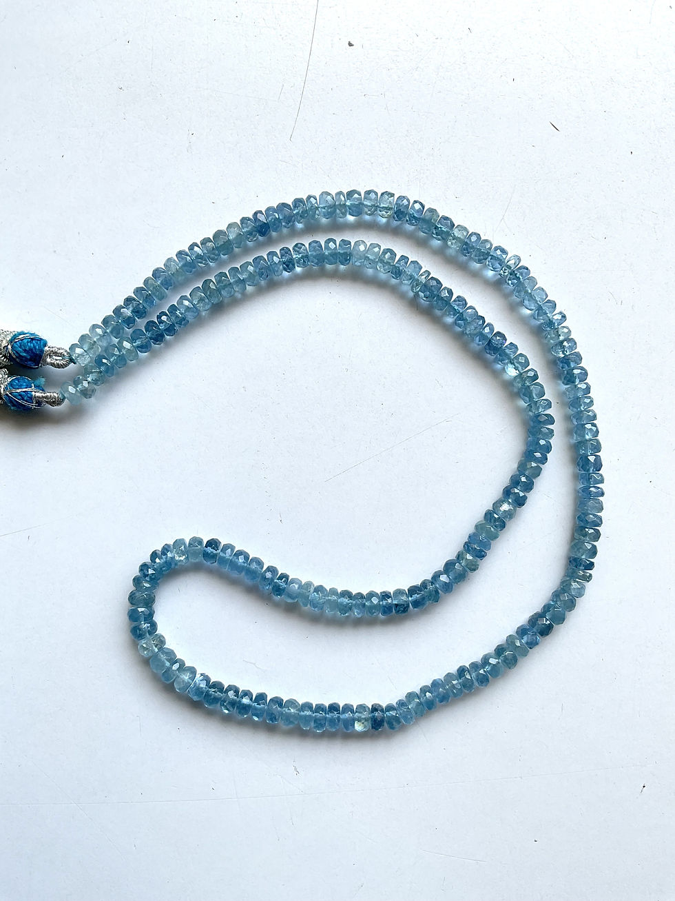 섬네일: 96.10 carats Aquamarine Beaded Necklace 1 Strand Faceted Beads good Quality Gem