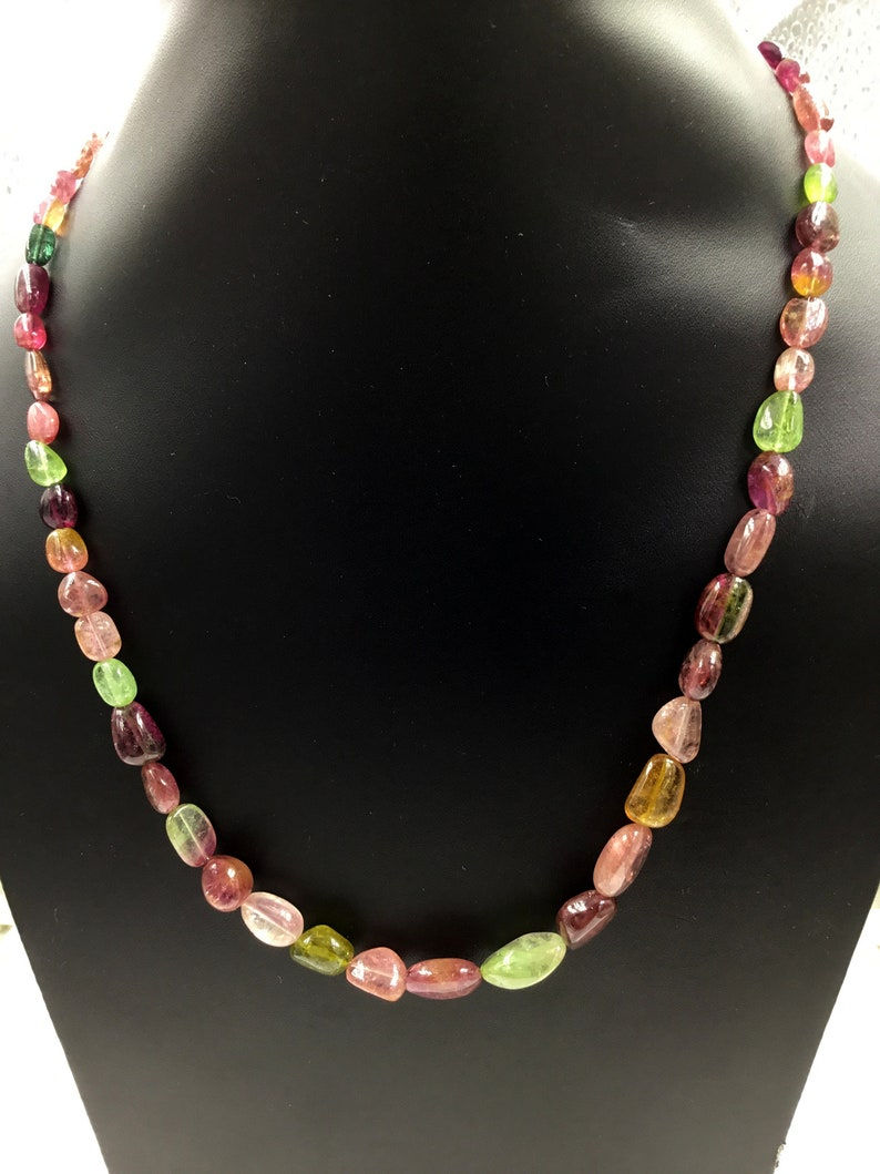 Miniatura: Natural Multi Tourmaline Smooth Tumbles Gemstone Necklace
