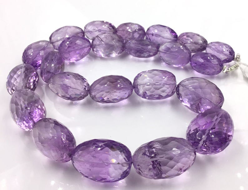 Miniatura: Pink Amethyst Faceted Ovals Big Size Natural Gemstone Necklace