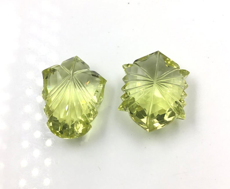 縮圖：Natural Lemon Quartz Fancy Carving Loose Gemstone