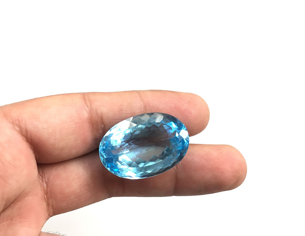 Miniature : 72.65 Carats Blue Topaz Natural Gemstone 1 Piece, Blue Topaz Faceted Oval, 31x21