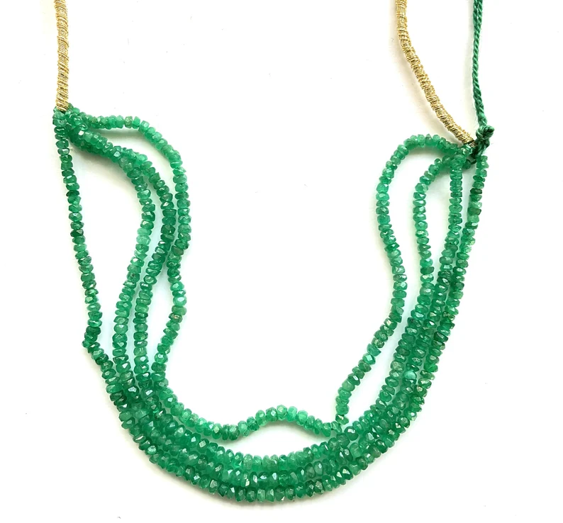 サムネイル： Emerald Faceted Beads Natural Gemstone Necklace