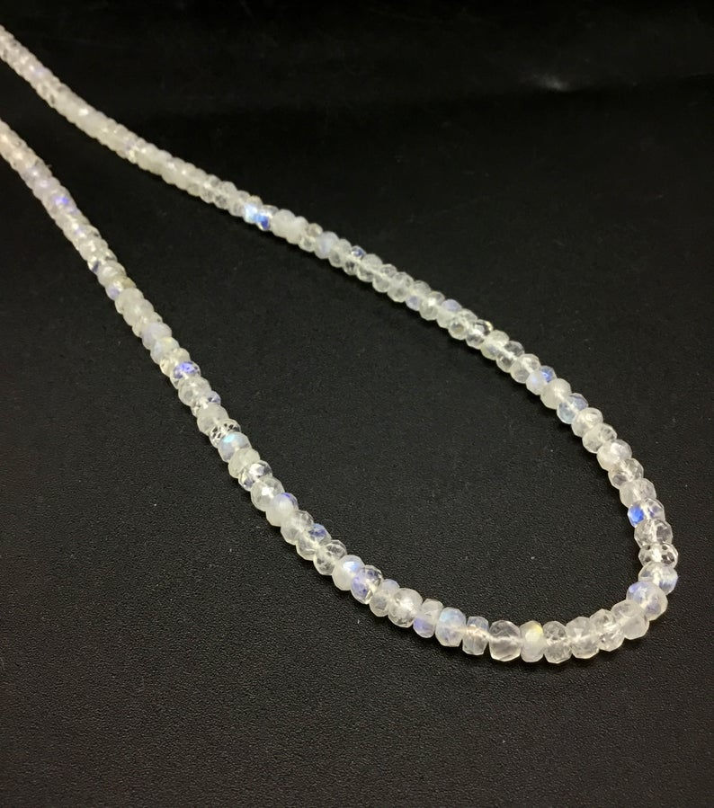 Miniatura: Moonstone White Moonstone Faceted Beads Natural Gemstone Necklace 1 Strand