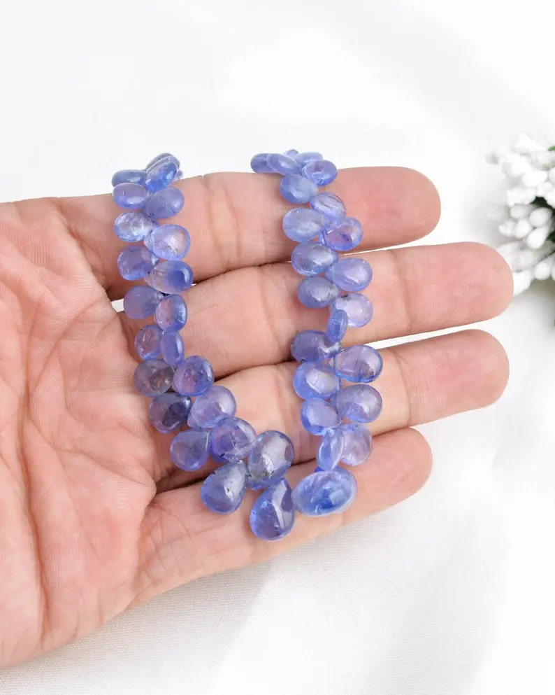 Miniatura: Tanzanite Smooth Drops Beads l 8 Inches Natural Tanzanite Plain Teardrops Beads