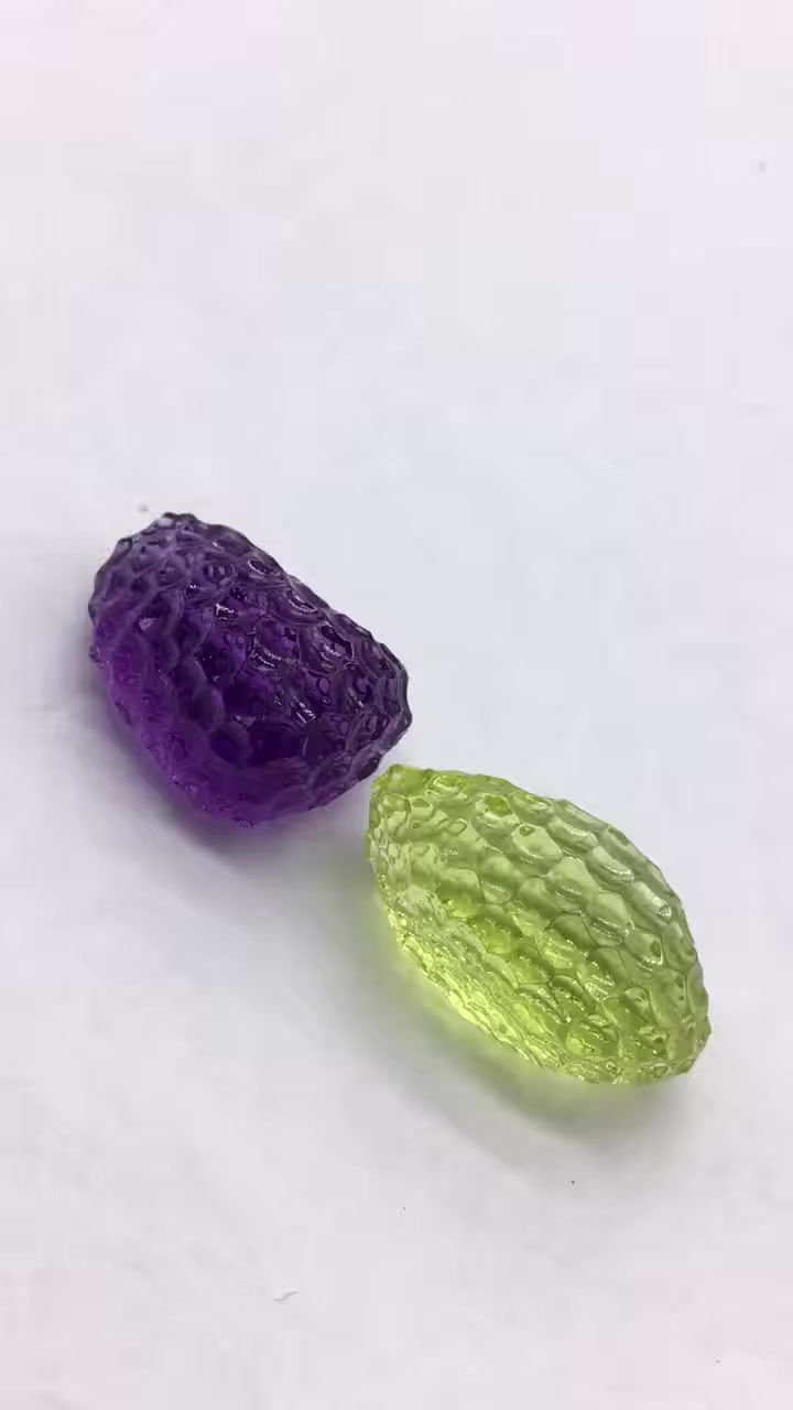 Miniatura: Amethyst Lemon Quartz  Carved Tumble For Jewelry