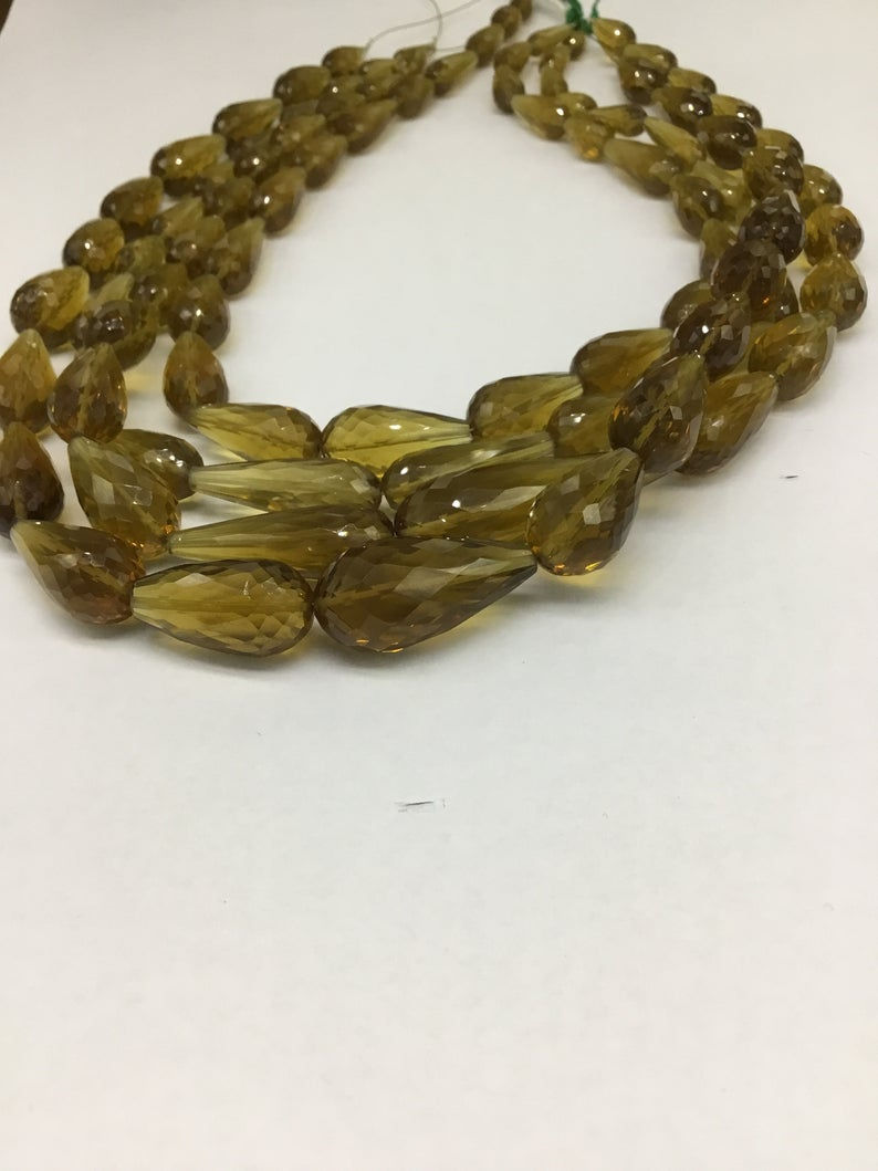 Miniatura: Closeout Sale price Beer Quartz Faceted Drops 4 strands full hank wholesale