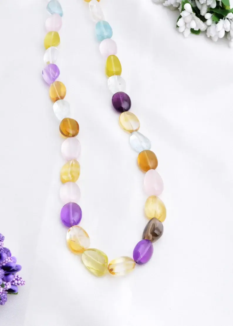 Miniaturbild: Mixed Gemstone Plain Tumble 18 Inches Necklace l Natural 278.80 Carats Mixed Gem