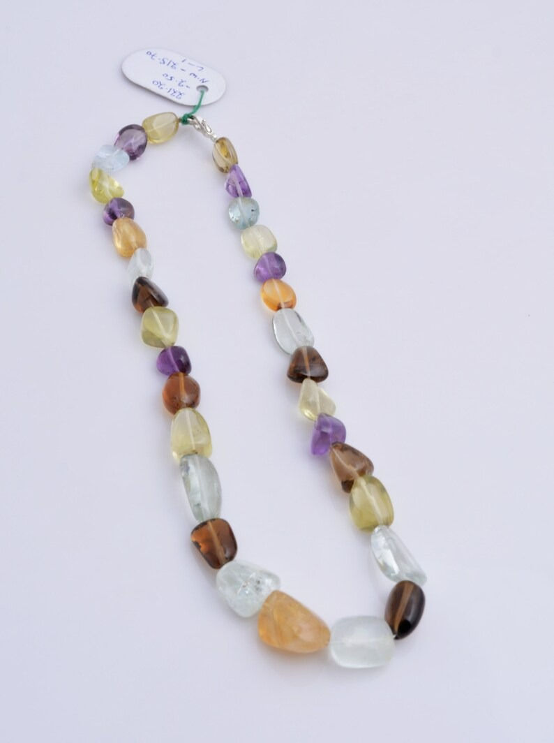 Thumbnail: Mixed Gems Smooth Tumbles Beads Gemstone Necklace