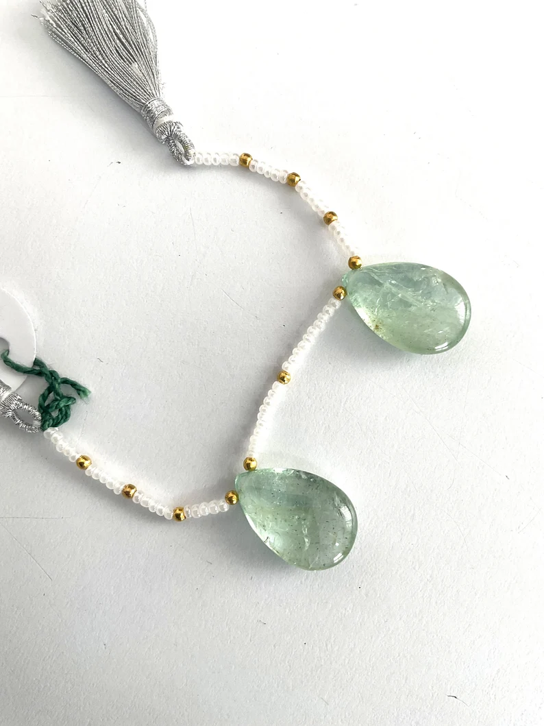 الصورة المصغرة: Aquamarine Plain Pear Pair Natural Gemstone For Jewelry