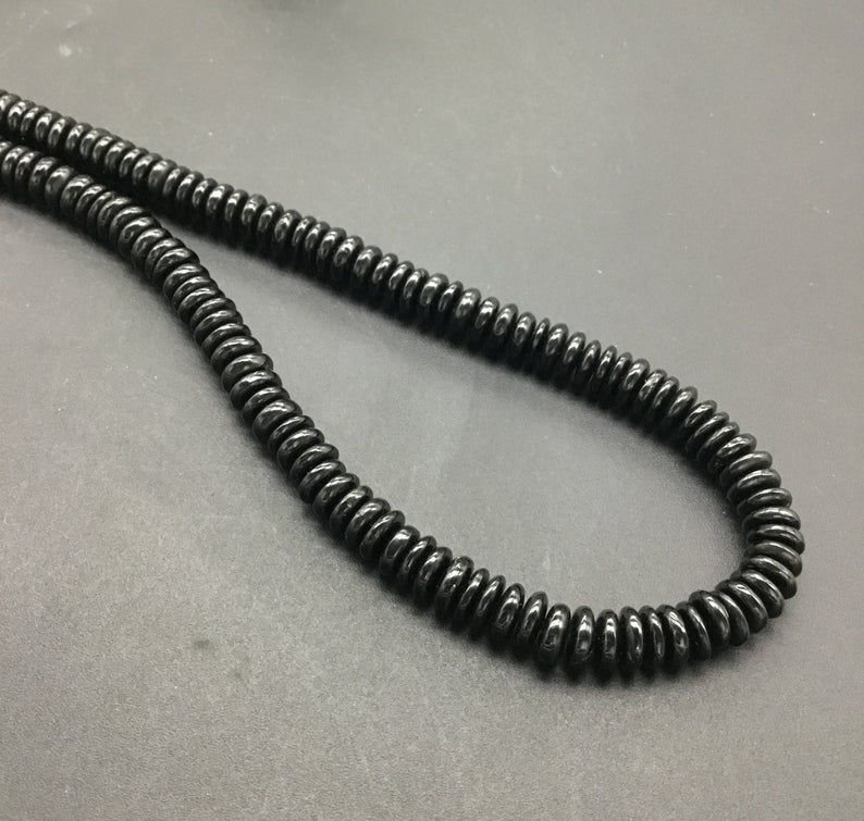 Thumbnail: BLACK SPINEL Smooth Tyre Shape Top Quality Spinel Top Color 16'' Natural