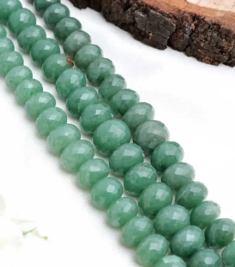الصورة المصغرة: Natural Green Quartz Africa Faceted Beads Gemstone