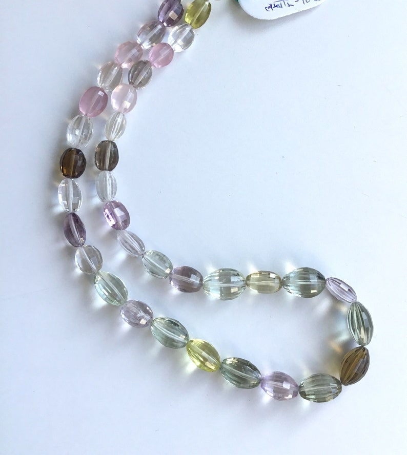 Thumbnail: Mixed Gems Faceted Oval Beads Gemstone Necklace