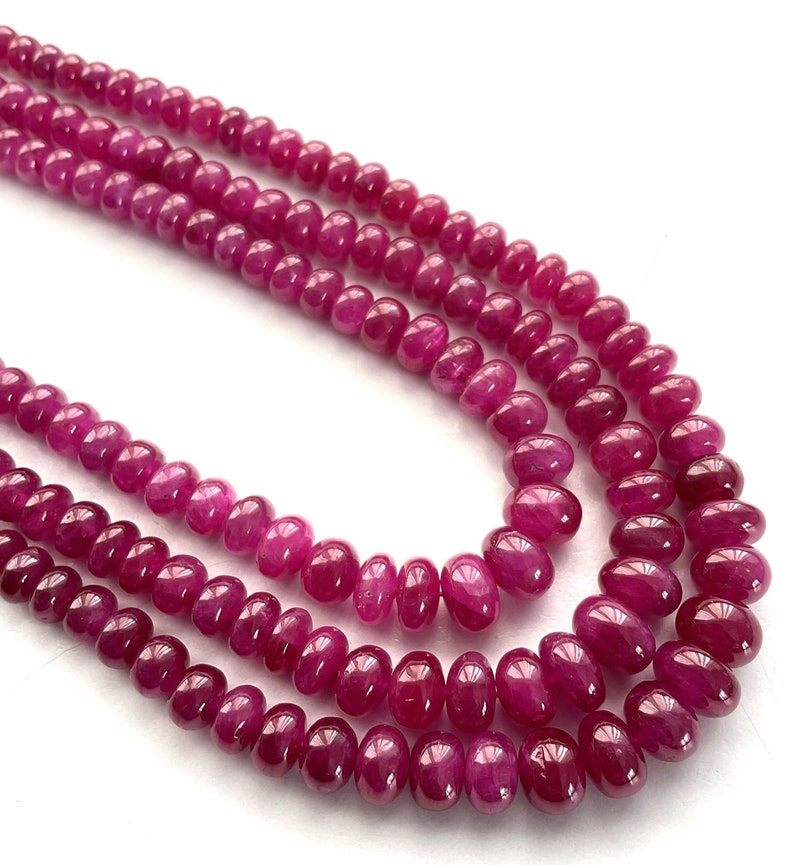 الصورة المصغرة: Burmese Ruby Heated Plain Beads Natural Gemstone Necklace