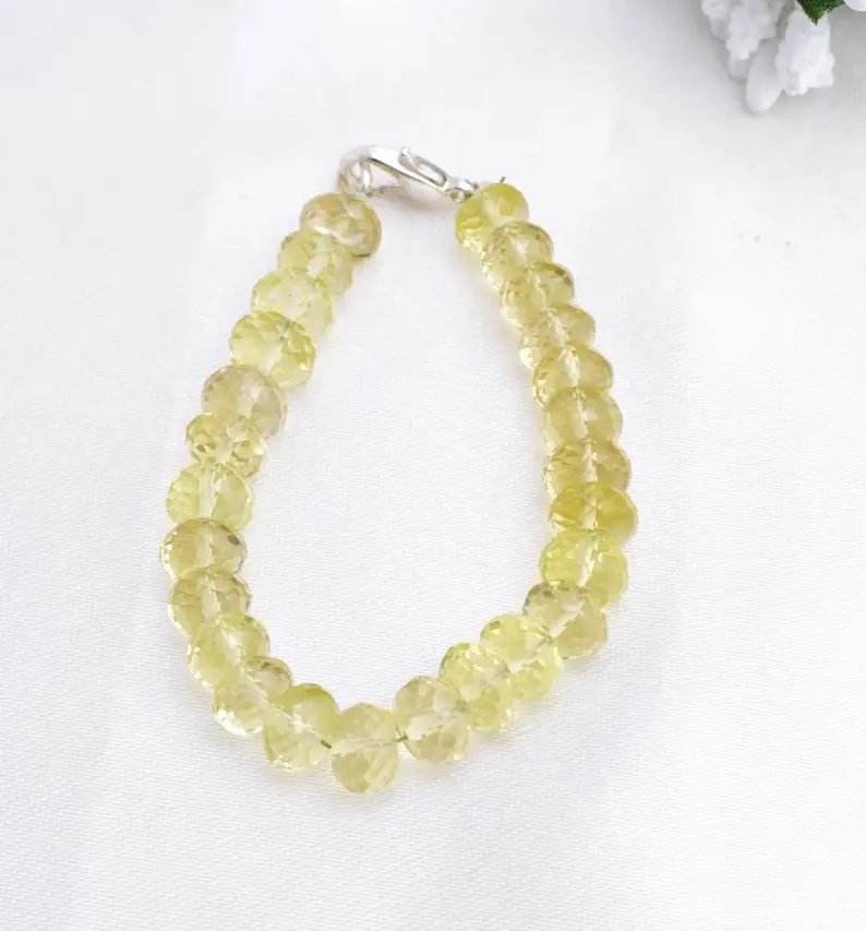 Miniatura: Citrine Faceted Beads 7 to 8 mm l 5 Inches Natural Citrine Faceted Rondelle Bead