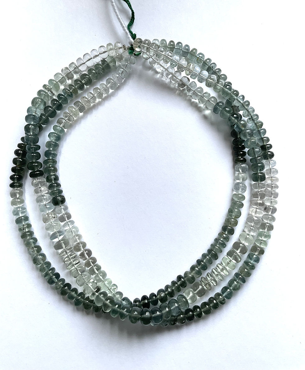 Miniatura: Shaded Natural Moss Aquamarine Smooth Ball Beads Gemstone Necklace